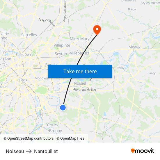 Noiseau to Nantouillet map