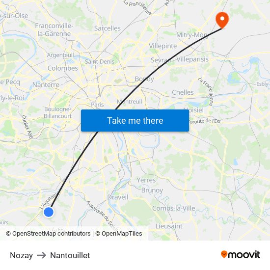 Nozay to Nantouillet map