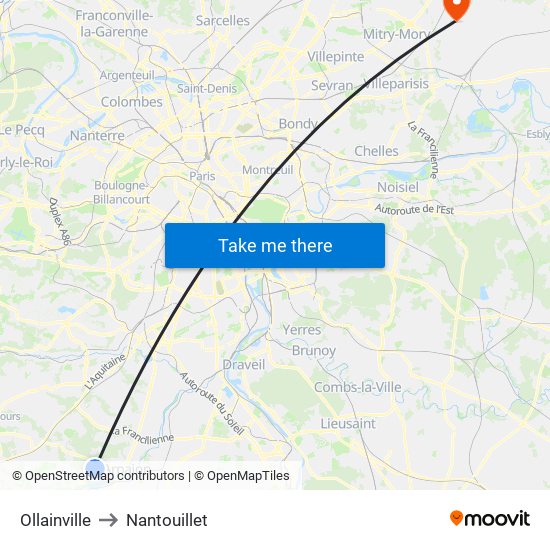 Ollainville to Nantouillet map