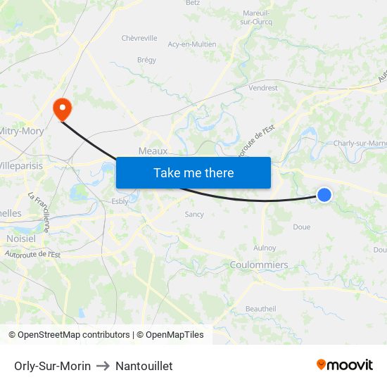 Orly-Sur-Morin to Nantouillet map