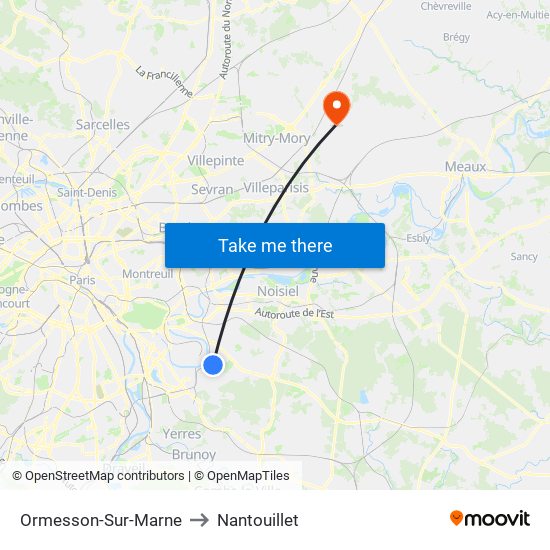 Ormesson-Sur-Marne to Nantouillet map