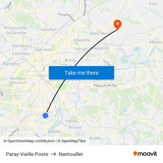 Paray-Vieille-Poste to Nantouillet map