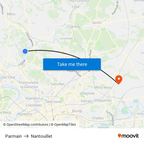 Parmain to Nantouillet map