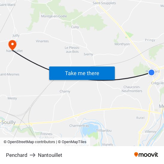 Penchard to Nantouillet map