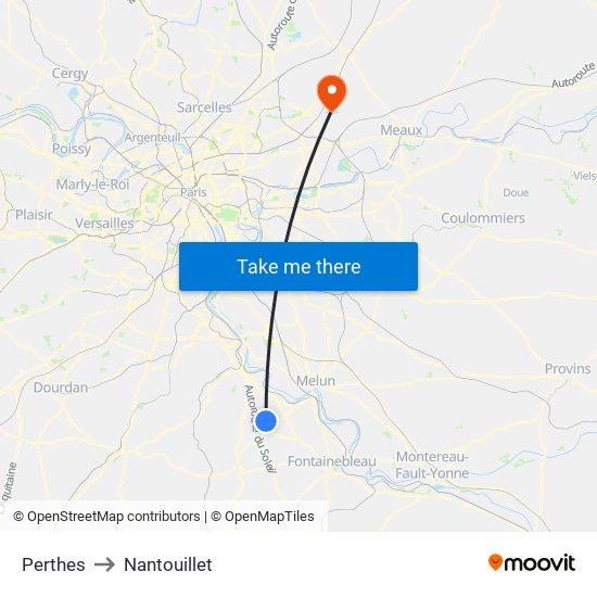 Perthes to Nantouillet map