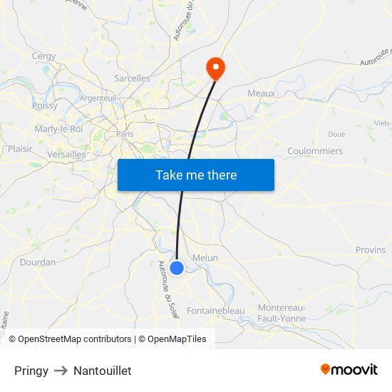 Pringy to Nantouillet map
