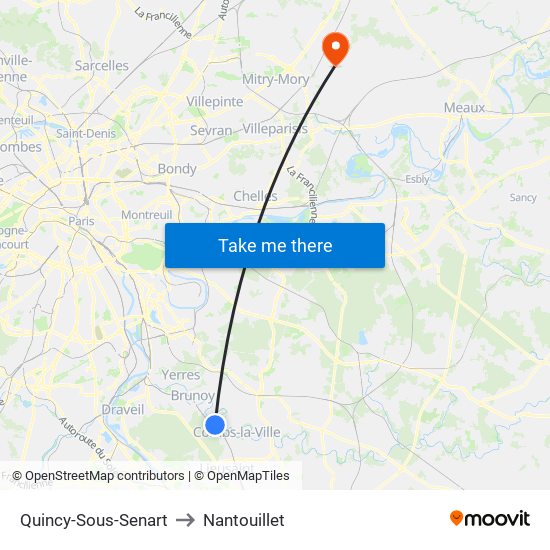Quincy-Sous-Senart to Nantouillet map