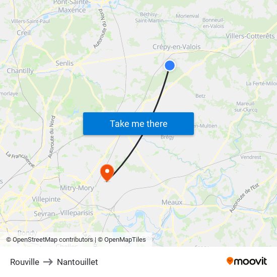 Rouville to Nantouillet map
