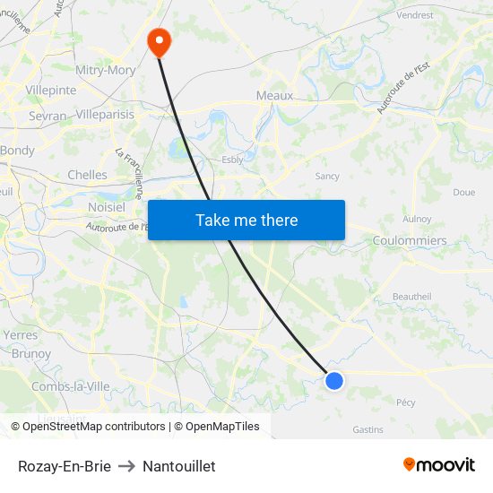 Rozay-En-Brie to Nantouillet map