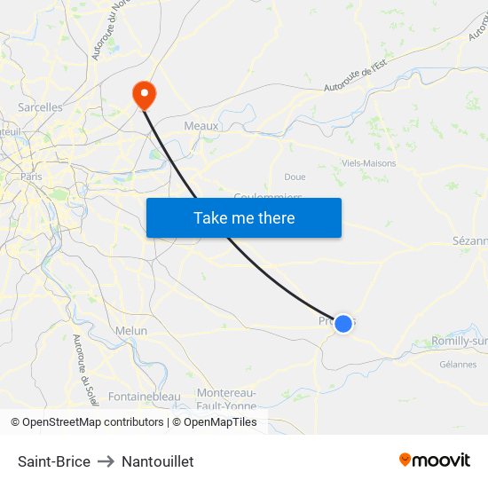 Saint-Brice to Nantouillet map