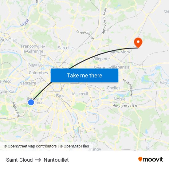 Saint-Cloud to Nantouillet map
