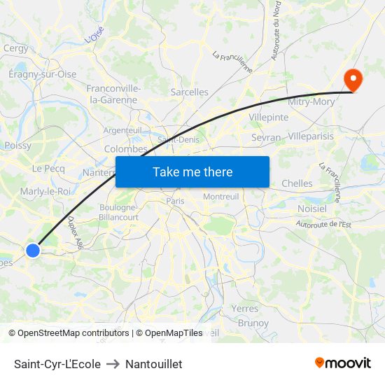 Saint-Cyr-L'Ecole to Nantouillet map