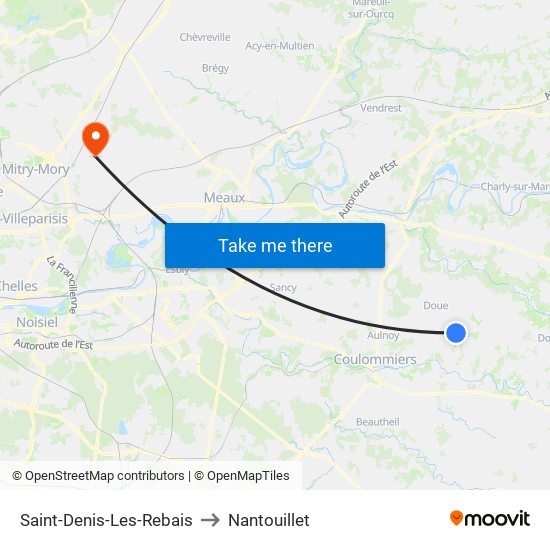 Saint-Denis-Les-Rebais to Nantouillet map