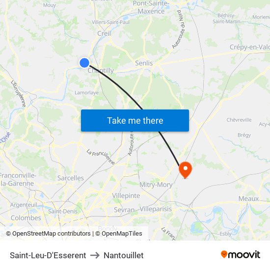 Saint-Leu-D'Esserent to Nantouillet map