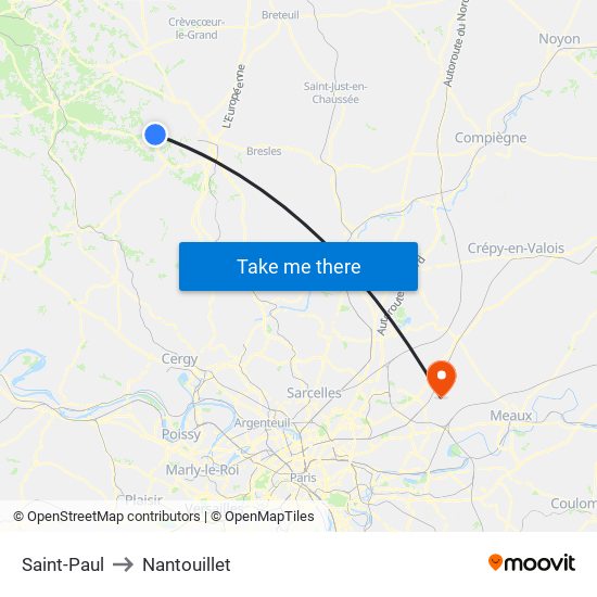 Saint-Paul to Nantouillet map