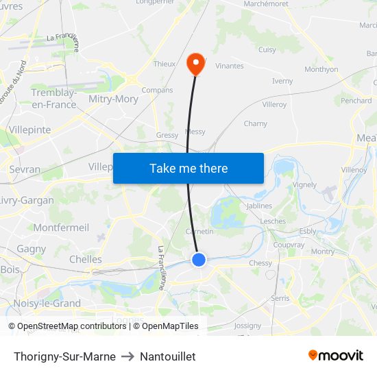 Thorigny-Sur-Marne to Nantouillet map