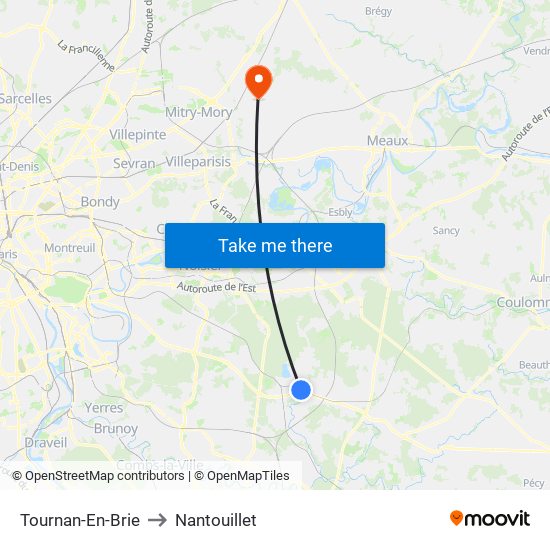 Tournan-En-Brie to Nantouillet map