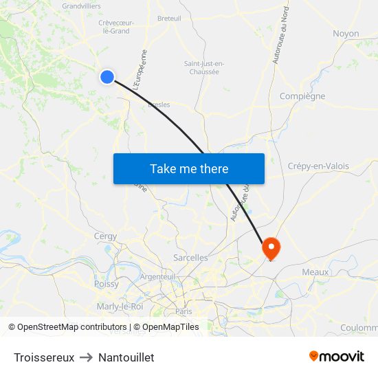 Troissereux to Nantouillet map