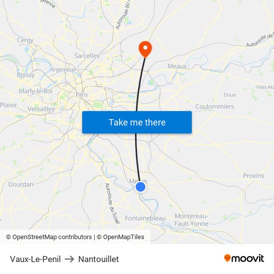 Vaux-Le-Penil to Nantouillet map