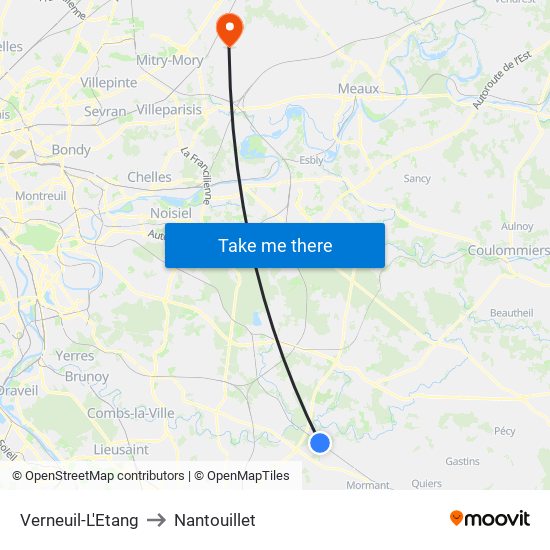 Verneuil-L'Etang to Nantouillet map