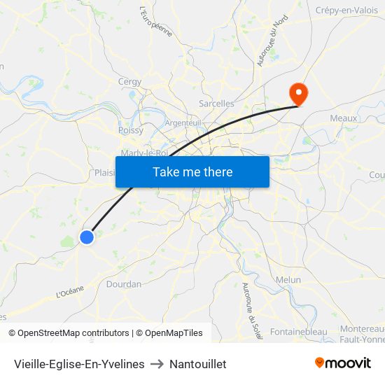 Vieille-Eglise-En-Yvelines to Nantouillet map