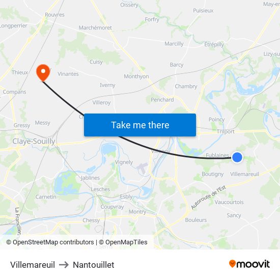 Villemareuil to Nantouillet map