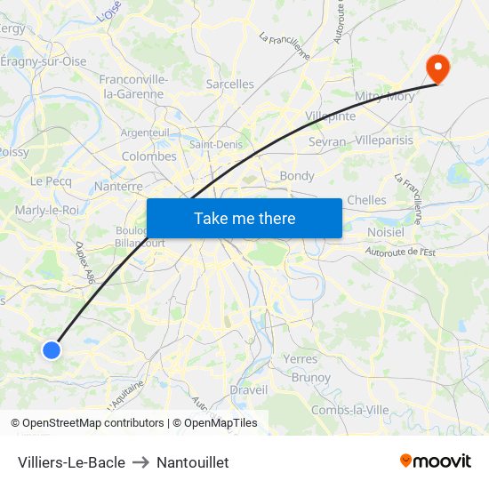 Villiers-Le-Bacle to Nantouillet map