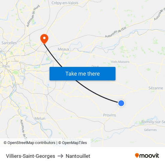 Villiers-Saint-Georges to Nantouillet map