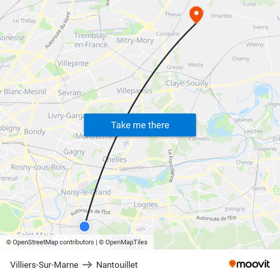 Villiers-Sur-Marne to Nantouillet map