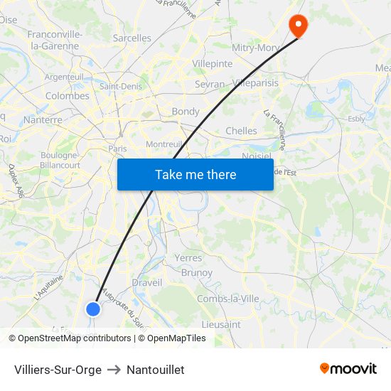 Villiers-Sur-Orge to Nantouillet map