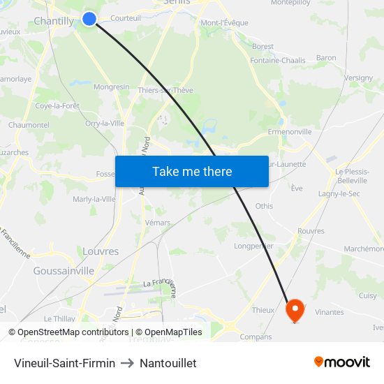 Vineuil-Saint-Firmin to Nantouillet map