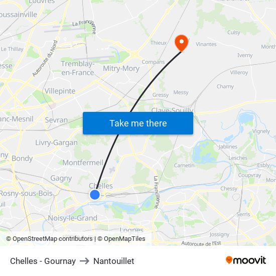 Chelles - Gournay to Nantouillet map