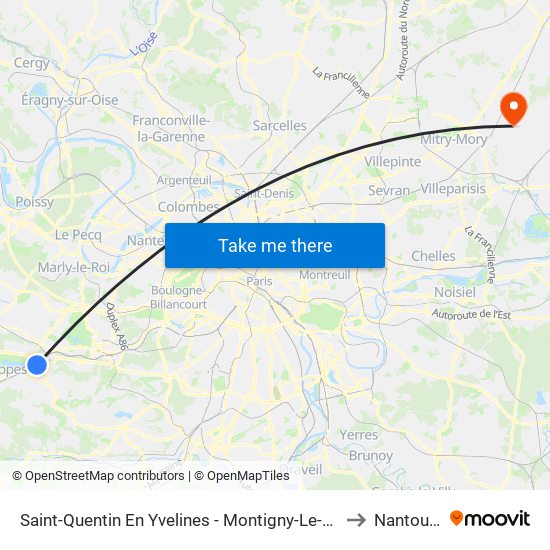 Saint-Quentin En Yvelines - Montigny-Le-Bretonneux to Nantouillet map