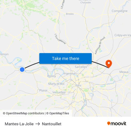 Mantes-La-Jolie to Nantouillet map
