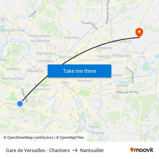 Gare de Versailles - Chantiers to Nantouillet map