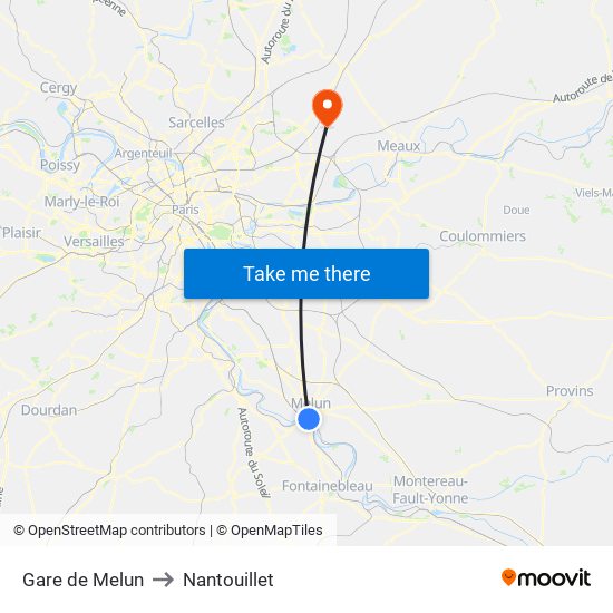 Gare de Melun to Nantouillet map