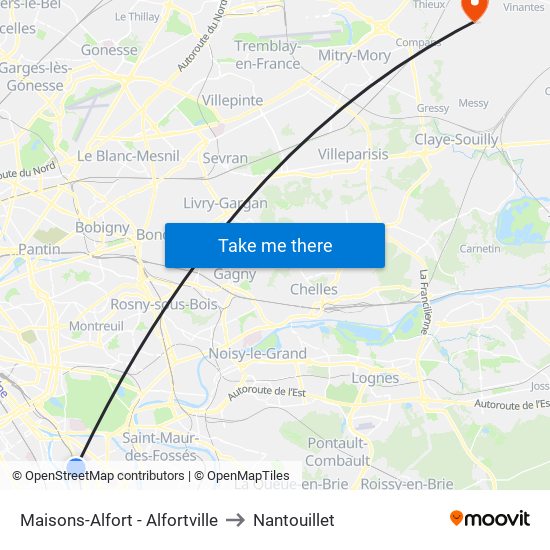 Maisons-Alfort - Alfortville to Nantouillet map