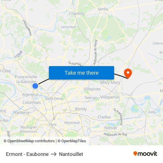 Ermont - Eaubonne to Nantouillet map