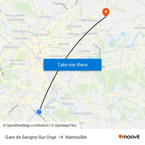 Gare de Savigny-Sur-Orge to Nantouillet map