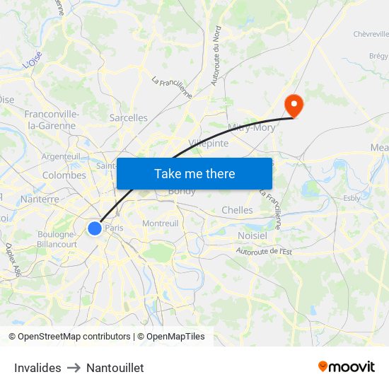 Invalides to Nantouillet map