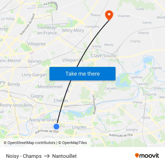 Noisy - Champs to Nantouillet map