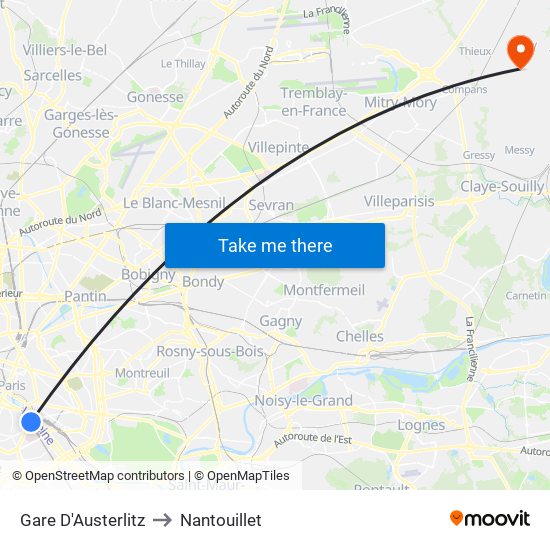 Gare D'Austerlitz to Nantouillet map