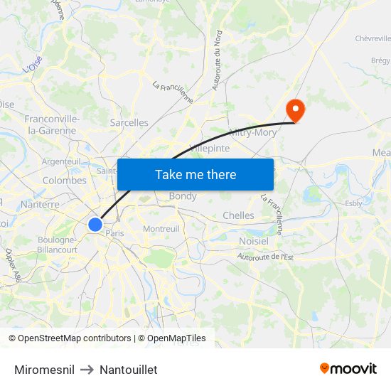 Miromesnil to Nantouillet map