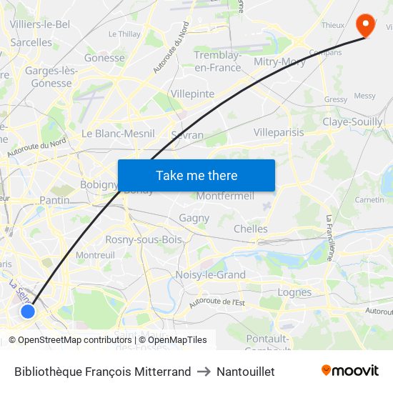 Bibliothèque François Mitterrand to Nantouillet map