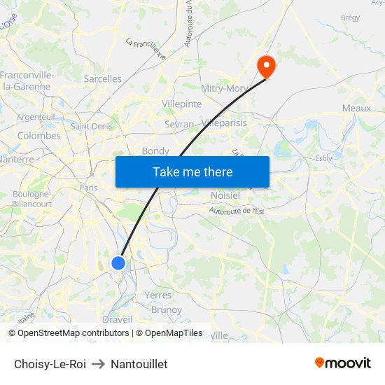 Choisy-Le-Roi to Nantouillet map