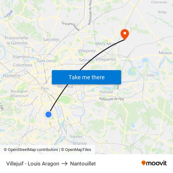 Villejuif - Louis Aragon to Nantouillet map