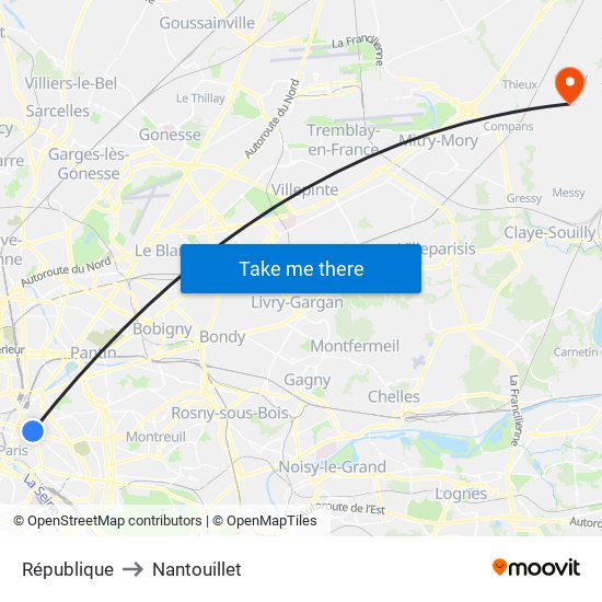 République to Nantouillet map