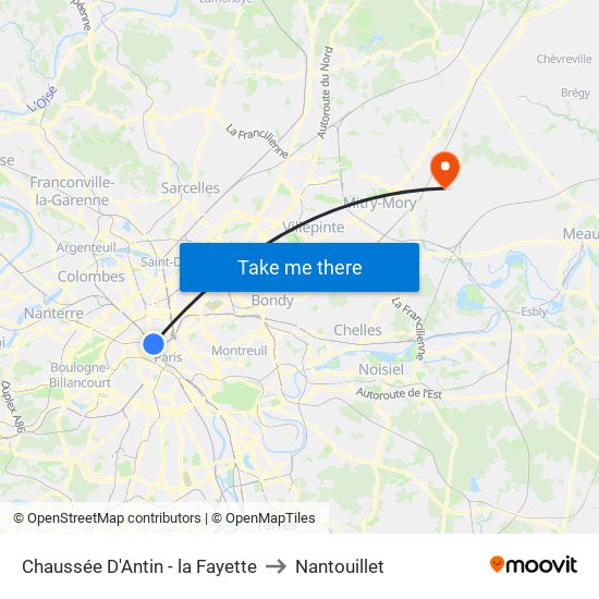 Chaussée D'Antin - la Fayette to Nantouillet map
