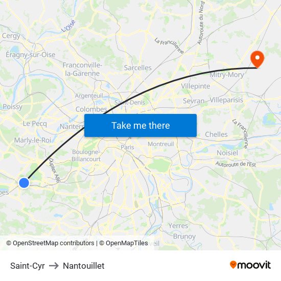 Saint-Cyr to Nantouillet map