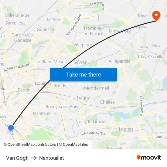 Van Gogh to Nantouillet map